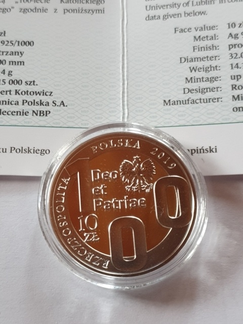 10 zł 100-lecie Uniwersytetu Lubelskiego 2019 r 10 zł 100-lecie Uniwersytetu Lubelskiego 2019 r
