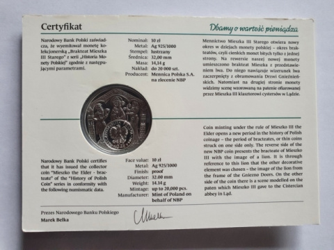 10 zł Brakteat Mieszka III Starego 2014 r 10 zł Brakteat Mieszka III Starego 2014 r