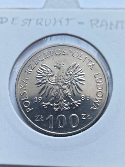 100 zł Jadwiga 1988 r destrukt