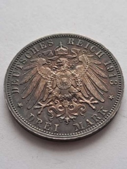 Niemcy 3 Marki Saksonia 1913 r