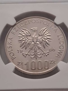 1000 zł Narodowy Czyn Pomocy Szkole 1986 r NGC PF68