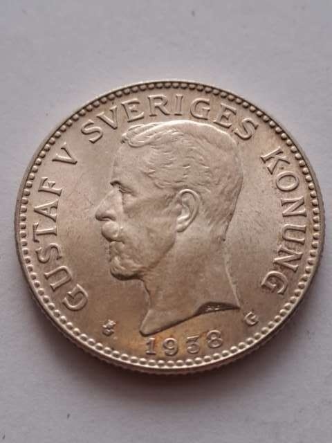 Szwecja 2 Korony Gustaf V 1938 r