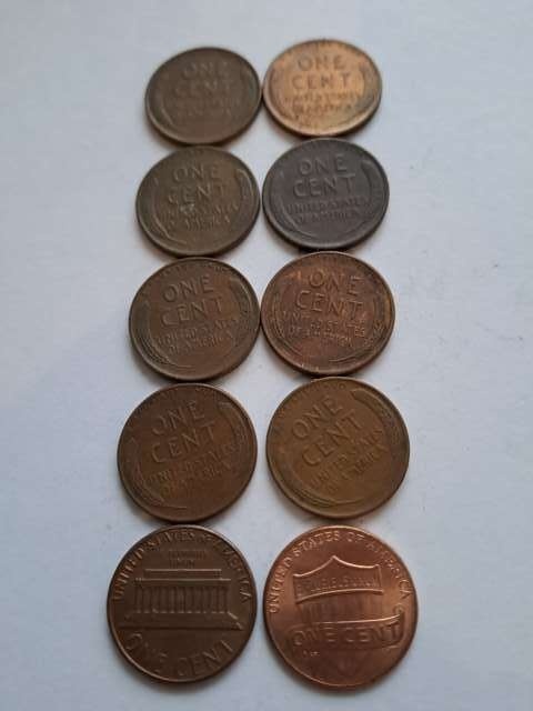 USA zestaw 10 szt 1 Cent różne lata