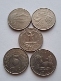 USA 25 Centów zestaw 5 szt
