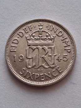Wielka Brytania 6 Pensów Jerzy VI 1945 r