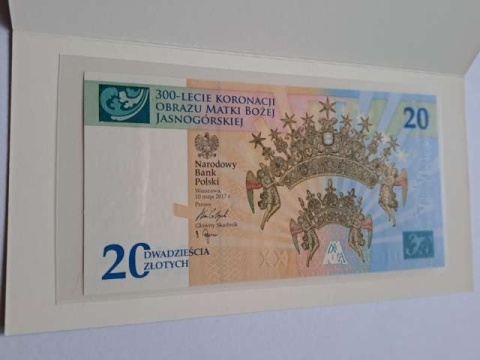 Banknot 20 zł Obraz Matki Bożej Jasnogórskiej 2017 r stan UNC