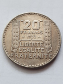 Francja 20 Franków Trzecia Repubika 1933 r Francja 20 Franków Trzecia Repubika 1933 r