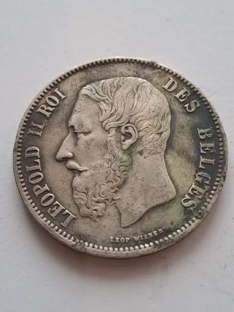 Belgia 5 Franków Leopold II 1869 r