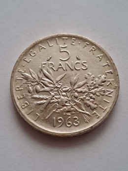Francja 5 Franków 1963 r
