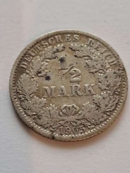 Niemcy 1/2 Marki Wilhelm II 1905 r A