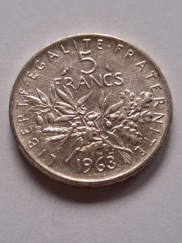 Francja 5 Franków 1963 r