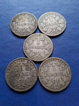 Niemcy 1 Marka zestaw 5 szt różne lata