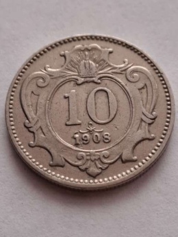 Austria 10 haler Franciszek Józef 1908 r