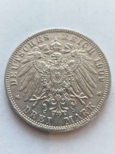 Niemcy 3 Marki Badenia 1909 r
