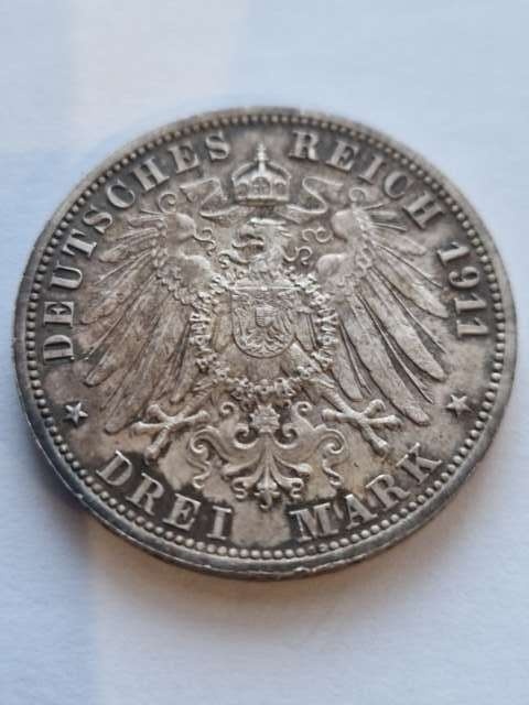 Niemcy 3 Marki Wirtembergia 1911 r