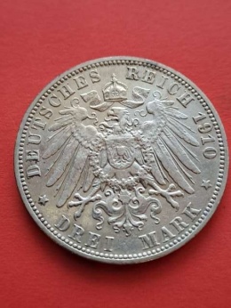 Niemcy 3 Marki Wirtembergia 1910 r