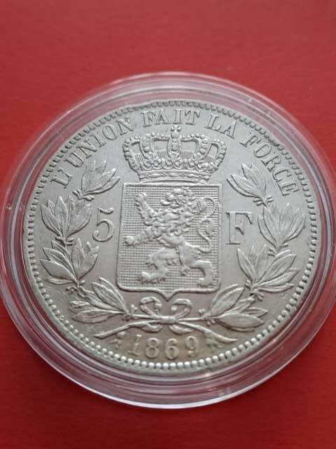 Belgia 5 Franków Leopold II 1869 r