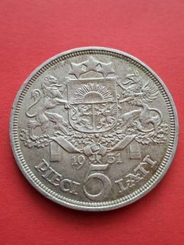 Łotwa 5 Łatów 1929 r