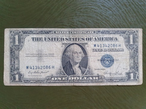 USA 1 Dollar Silver Certificate 1935 E