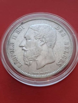 Belgia 5 Franków Leopold II 1868 r
