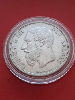 Belgia 5 Franków Leopold II 1875 r