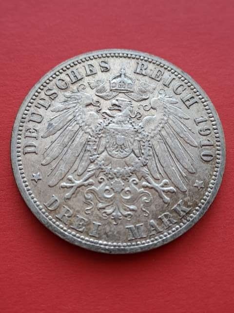 Niemcy 3 Marki Wilhelm II Prusy 1910 r