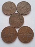 2 Grosze 1937 r zestaw 5szt