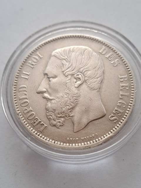 Belgia 5 Franków Leopold II 1873 r