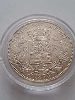 Belgia 5 Franków Leopold II 1873 r