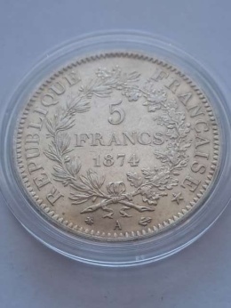 Francja 5 Franków Herkules 1874 r