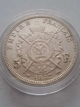 Francja 5 Franków Napoleon III 1867 r