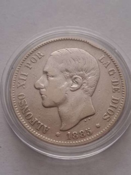 Hiszpania 5 Pesetas Alfonso XII 1885 r