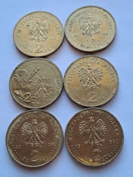 2 zł zestaw 6 szt różne lata