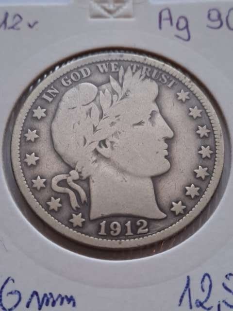 USA 1/2 Dollara Barber 1912 r