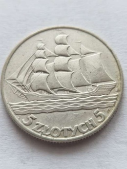 5 zł Żaglowiec 1936 r