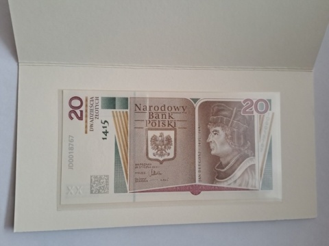 Banknot 20 zł Jan Długosz 2015 r stan UNC