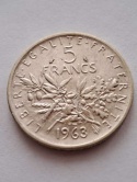Francja 5 Franków 1963 r