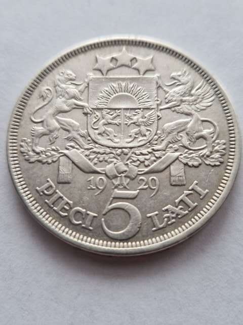 Łotwa 5 Łatów 1929 r