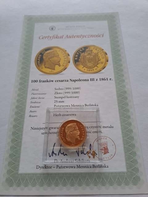 Replika 100 franków Napoleon III 1861 r