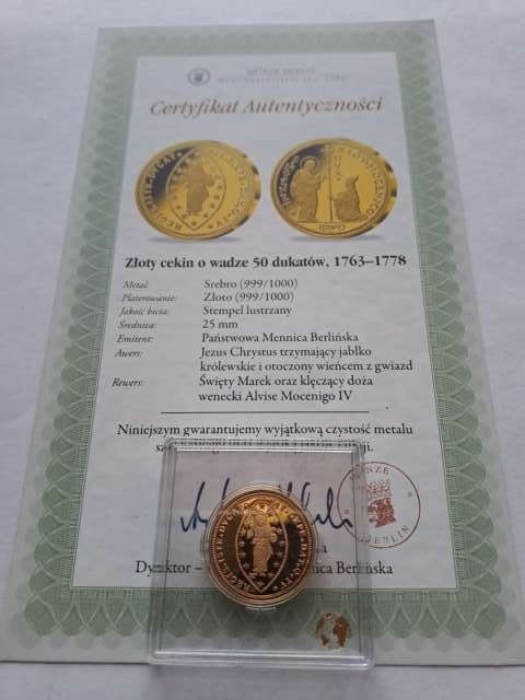 Replika Złoty cekin o wadze 50 dukatów 1763-1778 r