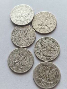 2 zł Głowa Kobiety 6 szt różne lata