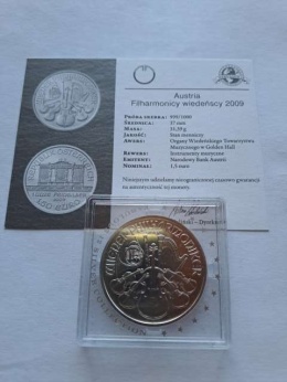 Austria 1,5 euru Filharmonik 2009 r