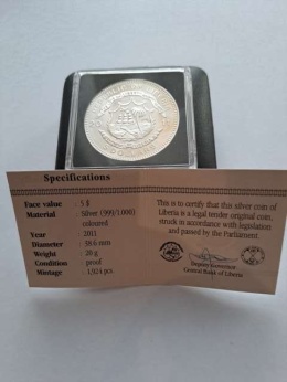 Liberia 5 Dolarów Historia kolejnictwa 2011 r