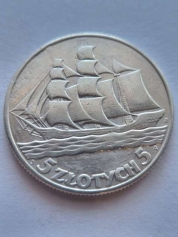 5 zł Żaglowiec 1936 r