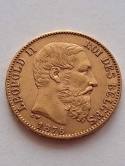 Belgia 20 Franków Leopold II 1876 r