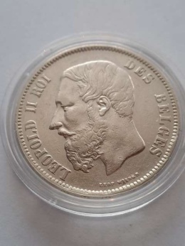 Belgia 5 Franków Leopold II 1869 r