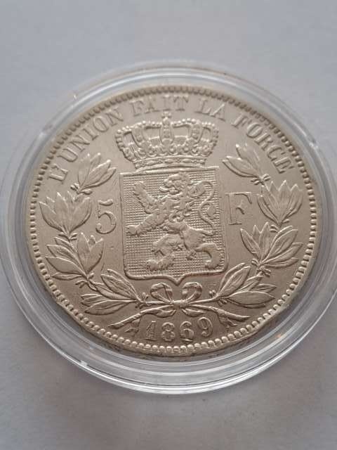 Belgia 5 Franków Leopold II 1869 r