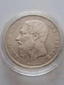 Belgia 5 Franków Leopold II 1872 r