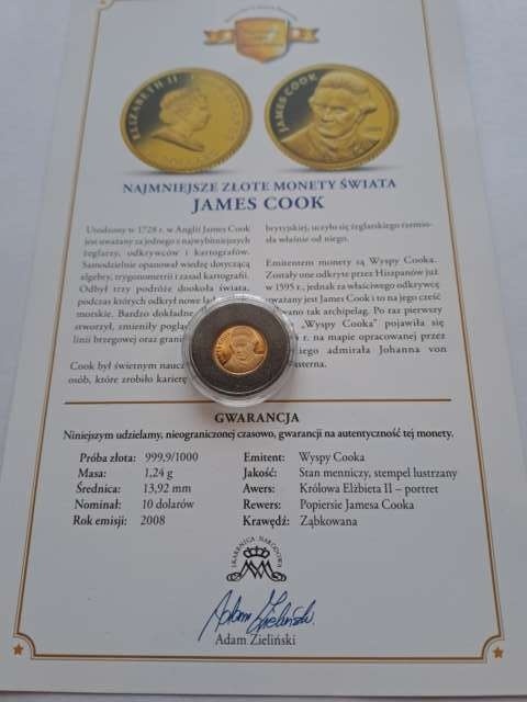Wyspy Cooka 10 dolarów James Cook 2008 r
