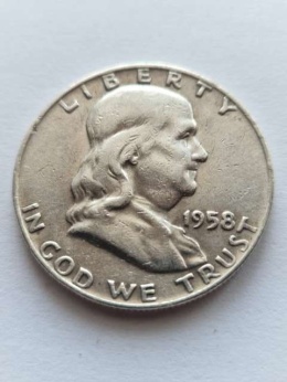 USA 1/2 Dollara Franklin 1958 r